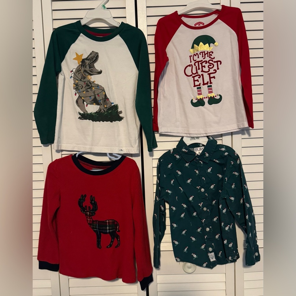 Bundle of 4 long sleeve Christmas Shirts, 4T